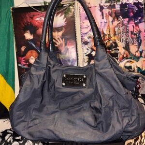 Kate Spade New York Black Nylon Shoulder Bag Purse with Patent Leather Handles